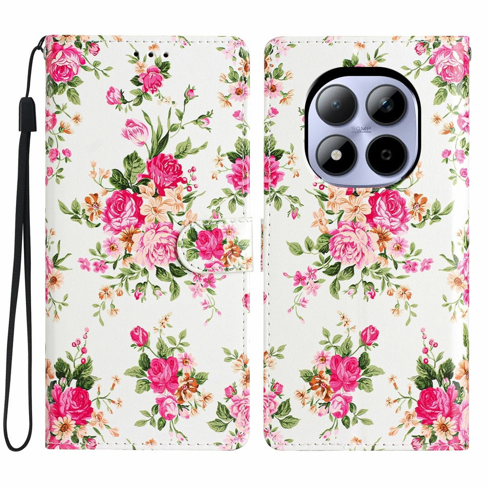 For Xiaomi Redmi Note 15 Pro 5G (Global) Wallet Case PU Leather Pattern Printing Stand Phone Cover with Strap
