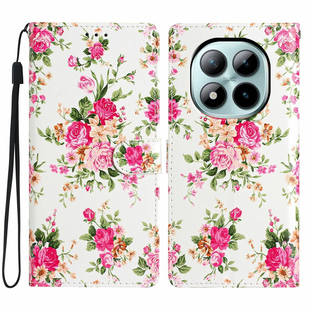 For Xiaomi Poco M8 Pro 5G / Redmi Note 15 Pro+ 5G (Global) Wallet Case PU Leather Pattern Printing Stand Phone Cover with Strap