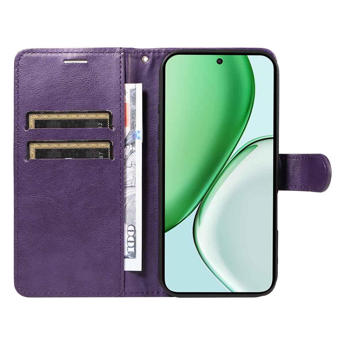 For Honor Magic8 Lite 5G / X9d 5G / X70 5G Leather Wallet Case with Strap Solid Color Phone Stand Cover