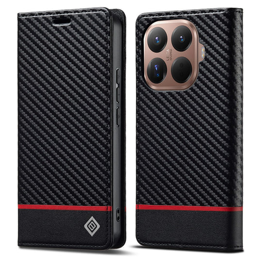 Xiaomi 15T Pro Handyhülle – LC.IMEEKE Brieftaschenetui aus Kohlefaser-Textur-Leder