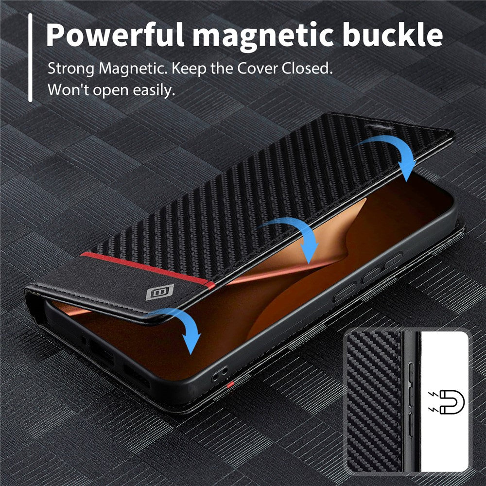 LC.IMEEKE For Xiaomi 15T Pro Wallet Case Carbon Fiber Texture Leather Phone Cover