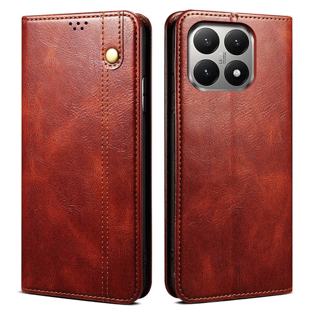 For Xiaomi 15T Case Crazy Horse Texture Waxy Leather Wallet Stand Phone Cover