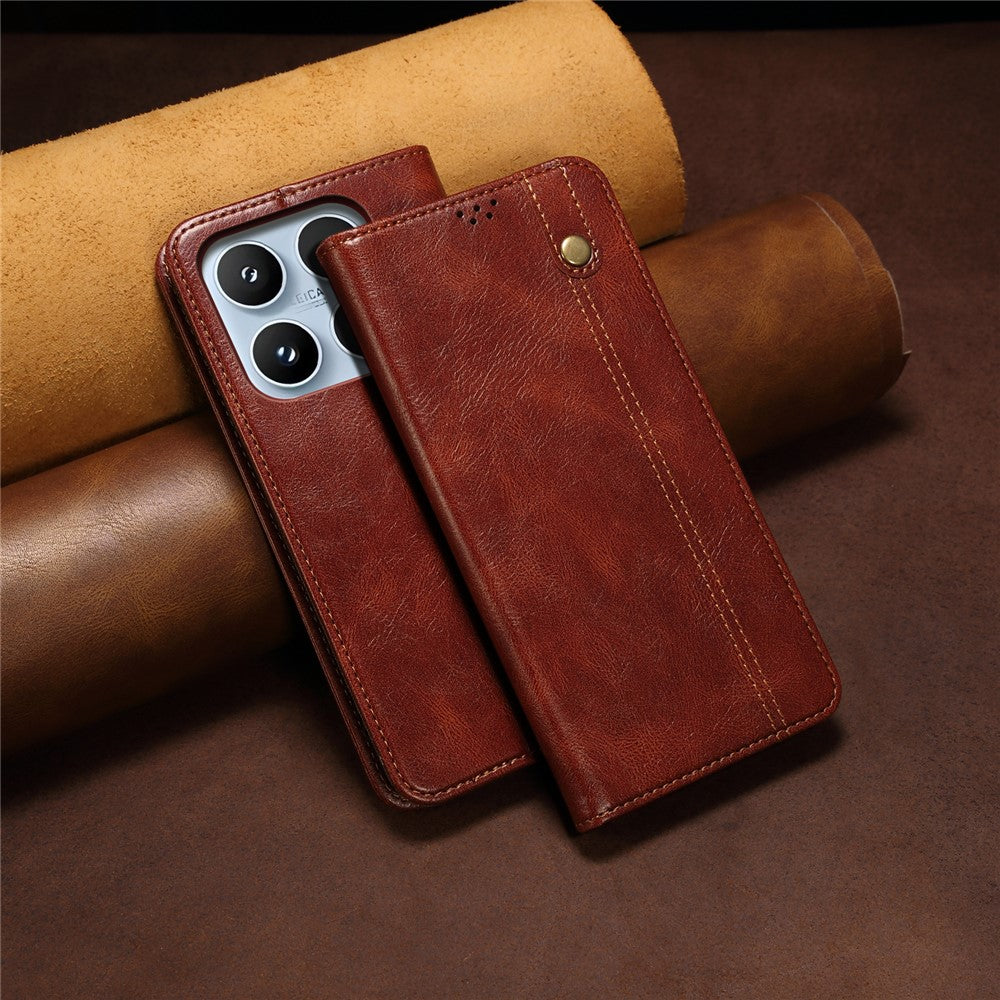 For Xiaomi 17 Case Crazy Horse Texture Waxy Leather Wallet Stand Phone Cover