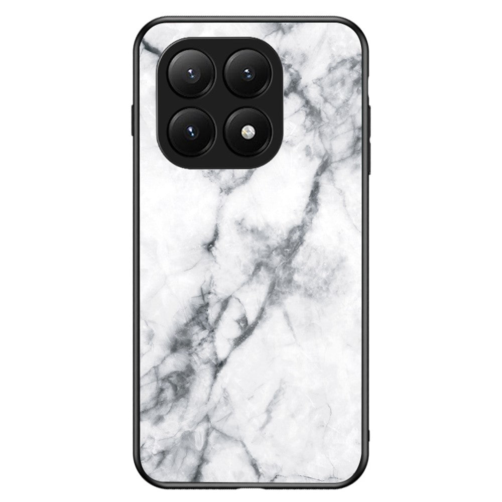 For Xiaomi 15T Case Marble Pattern Tempered Glass + PC + TPU Protective Phone Cover