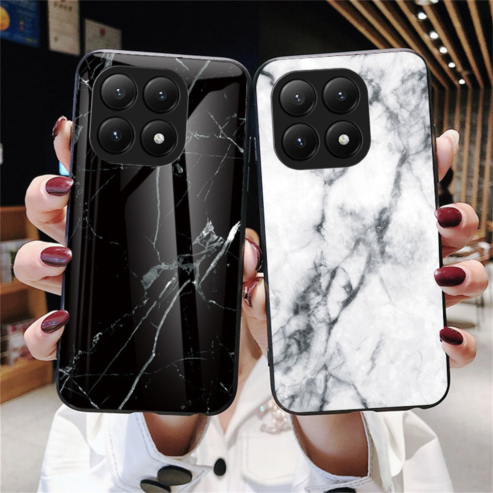 For Xiaomi 15T Case Marble Pattern Tempered Glass + PC + TPU Protective Phone Cover