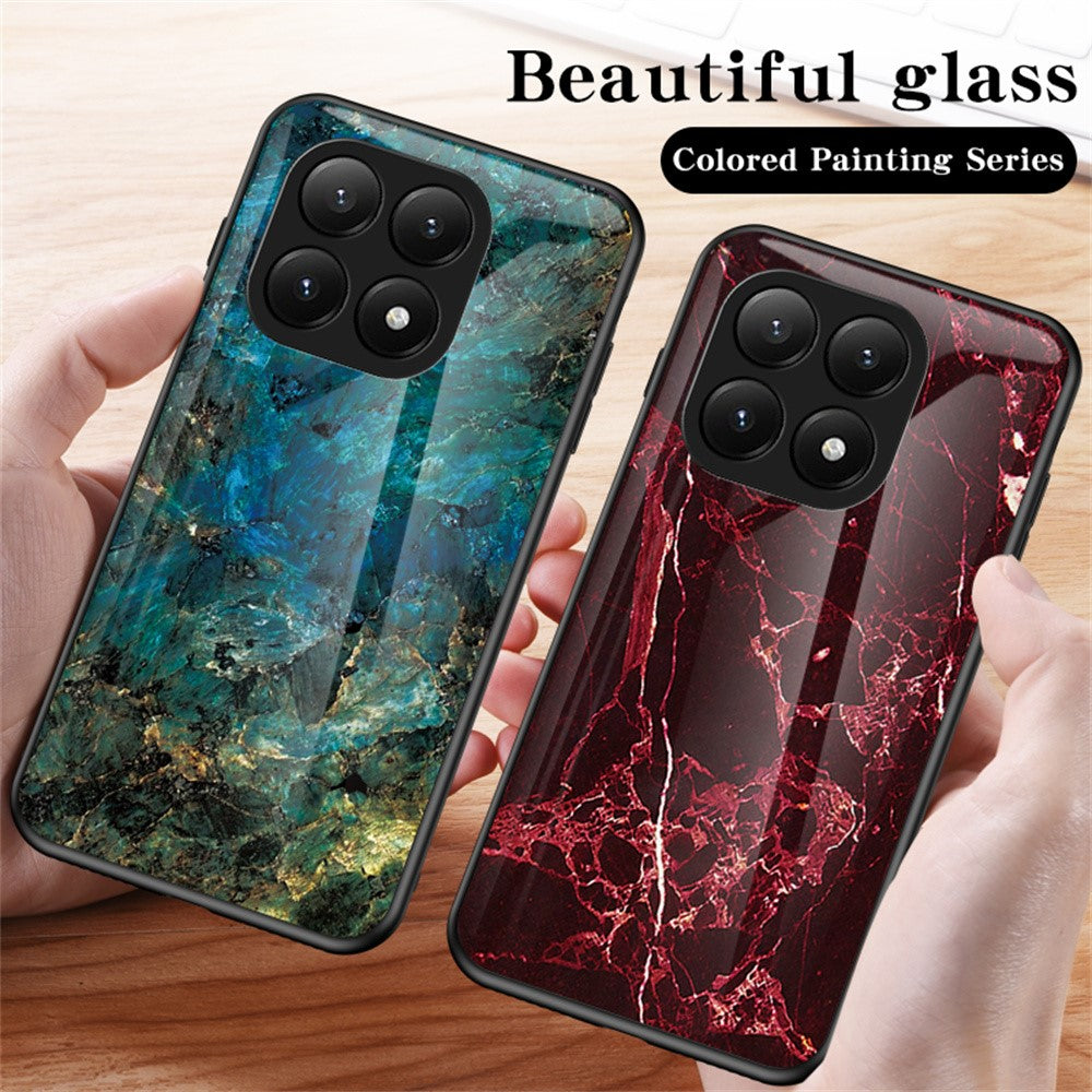 For Xiaomi 15T Pro Case Marble Pattern Tempered Glass + PC + TPU Protective Phone Cover