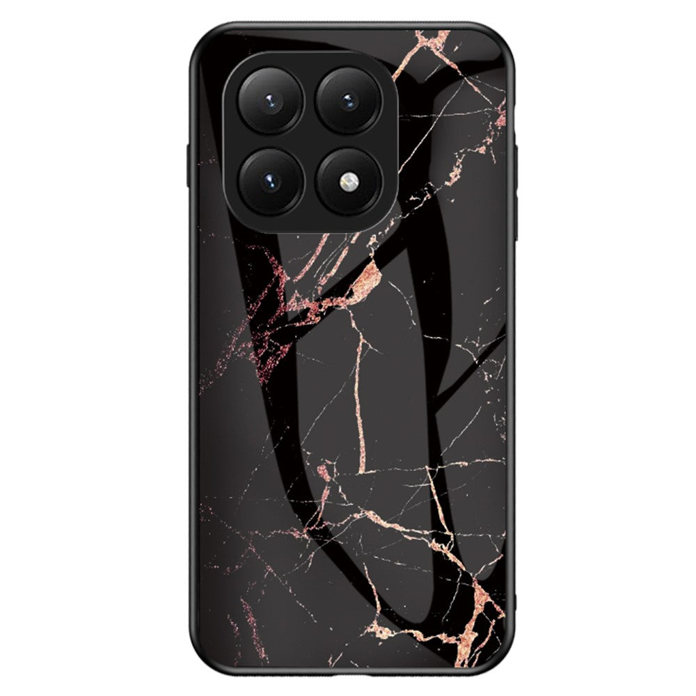 For Xiaomi 15T Pro Case Marble Pattern Tempered Glass + PC + TPU Protective Phone Cover