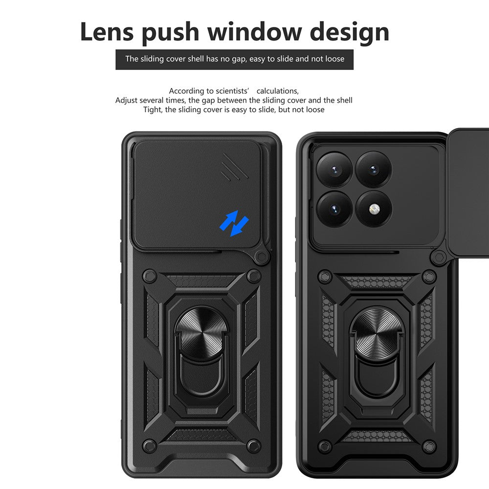 For Xiaomi 15T Case with Slide Camera Lid PC + TPU Kickstand Phone Cover