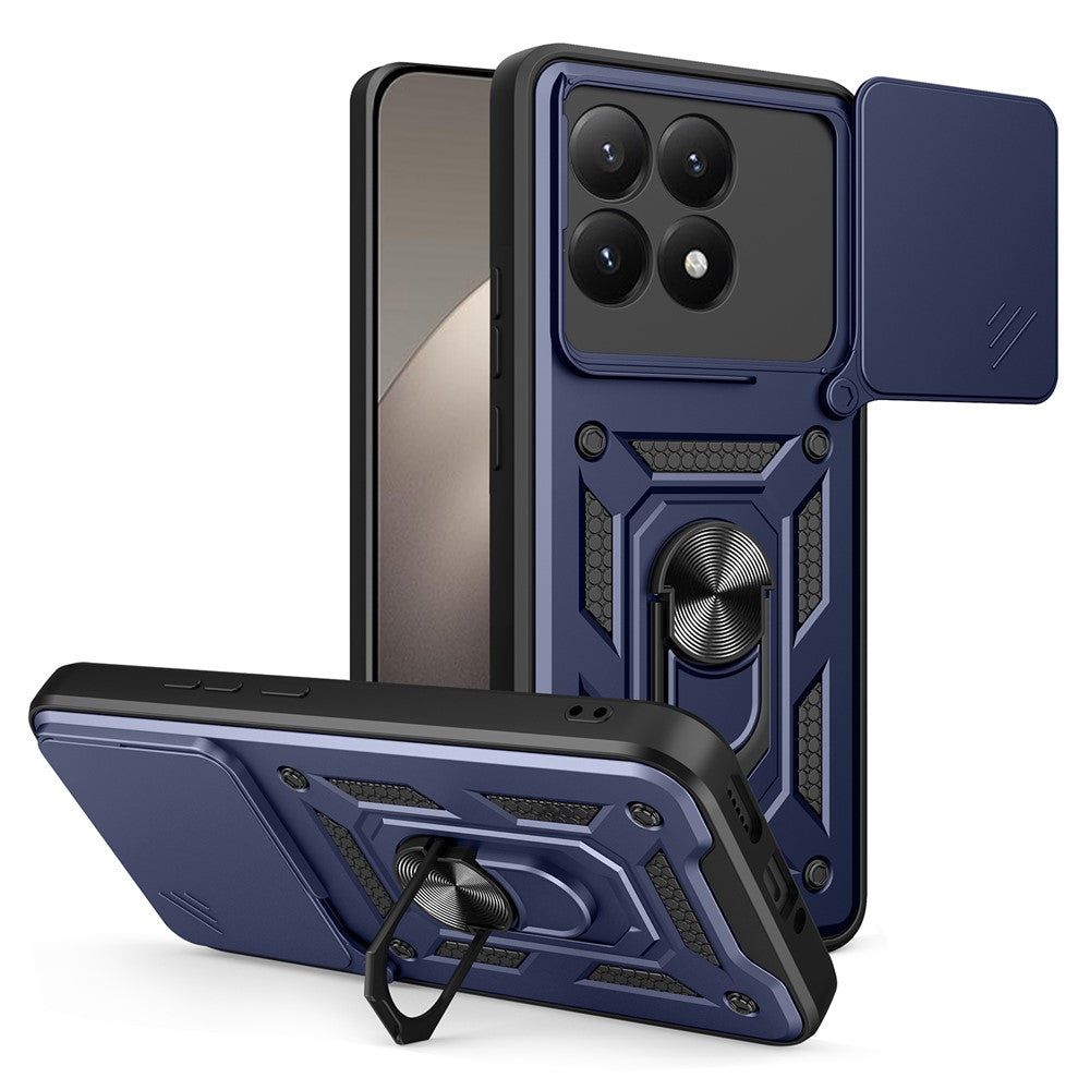 For Xiaomi 15T Case with Slide Camera Lid PC + TPU Kickstand Phone Cover