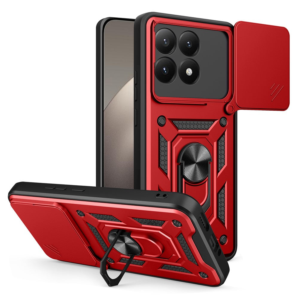 For Xiaomi 15T Case with Slide Camera Lid PC + TPU Kickstand Phone Cover