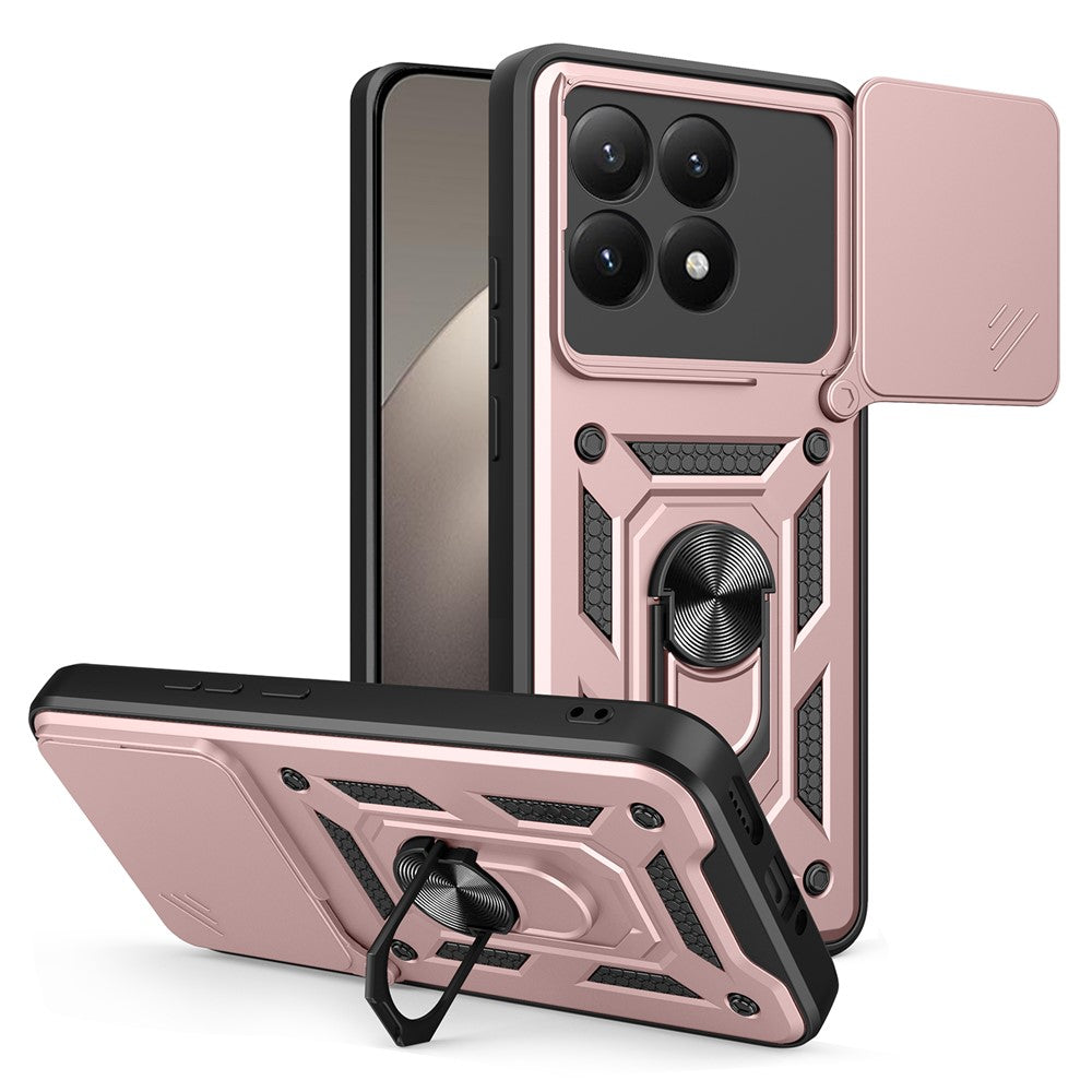 For Xiaomi 15T Case with Slide Camera Lid PC + TPU Kickstand Phone Cover