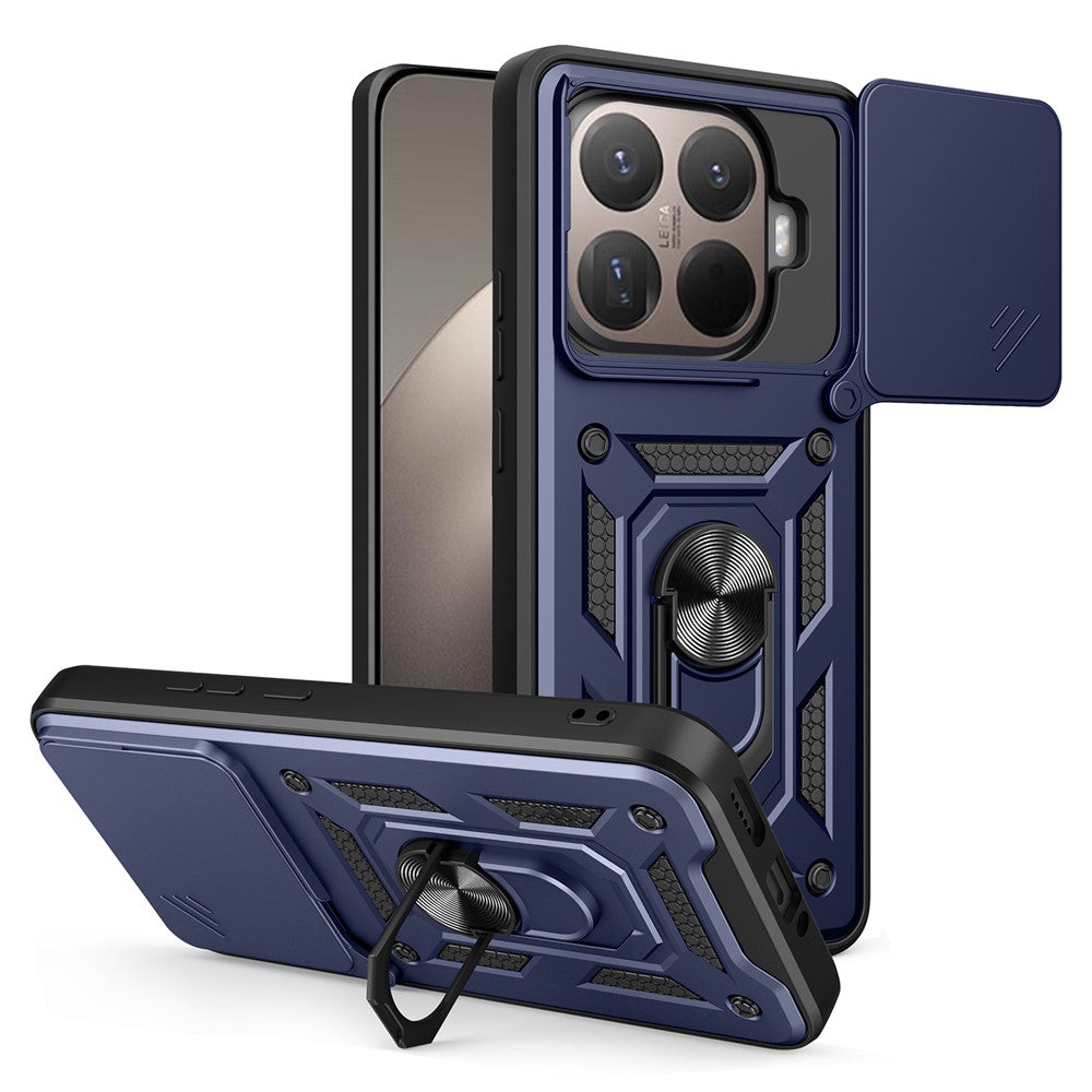 For Xiaomi 15T Pro Case with Slide Camera Lid PC + TPU Kickstand Phone Cover