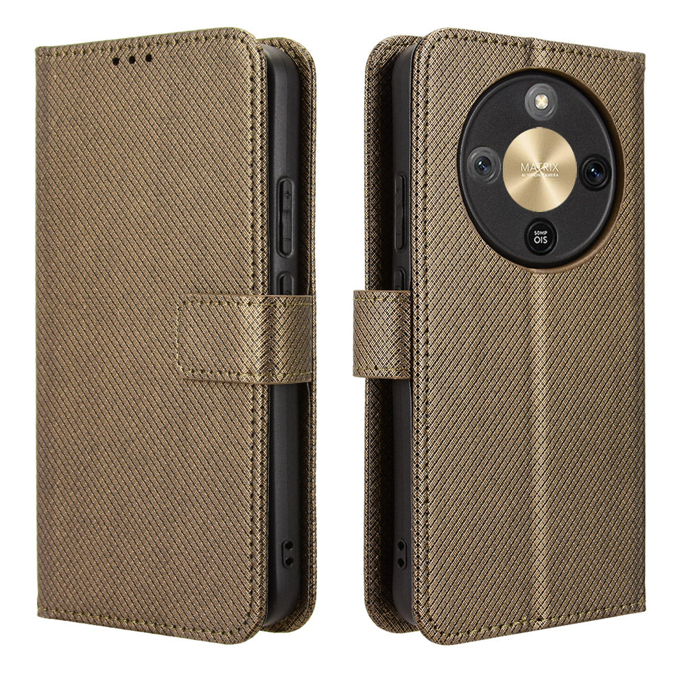 For Honor Magic8 Lite 5G / X9d 5G / X70 5G Leather Wallet Case with Strap Diamond Texture Phone Cover