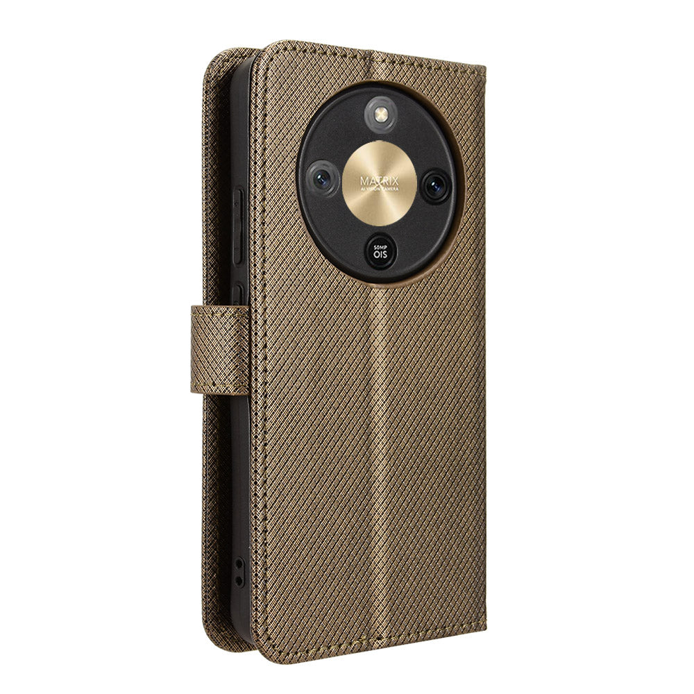 For Honor Magic8 Lite 5G / X9d 5G / X70 5G Leather Wallet Case with Strap Diamond Texture Phone Cover