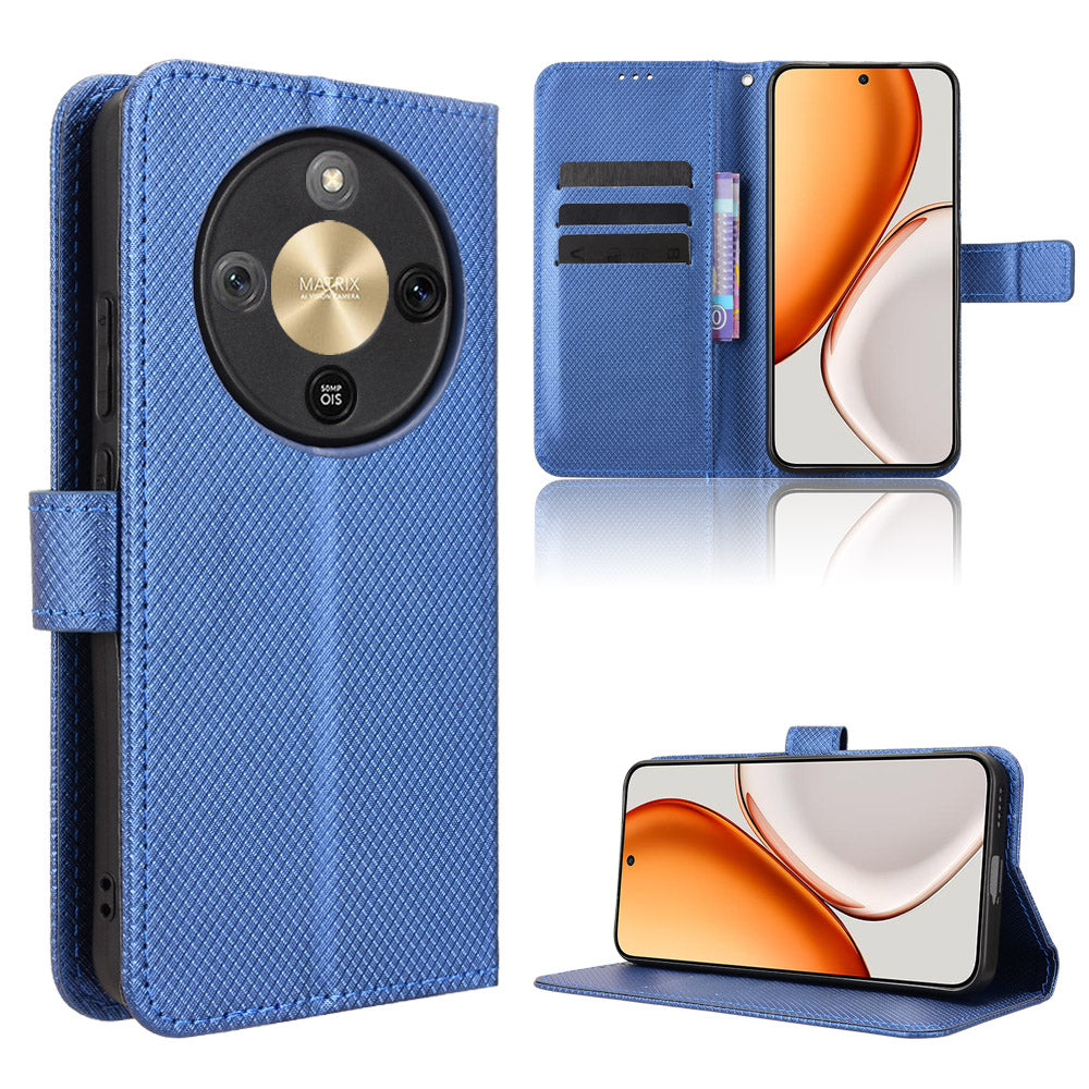 For Honor Magic8 Lite 5G / X9d 5G / X70 5G Leather Wallet Case with Strap Diamond Texture Phone Cover
