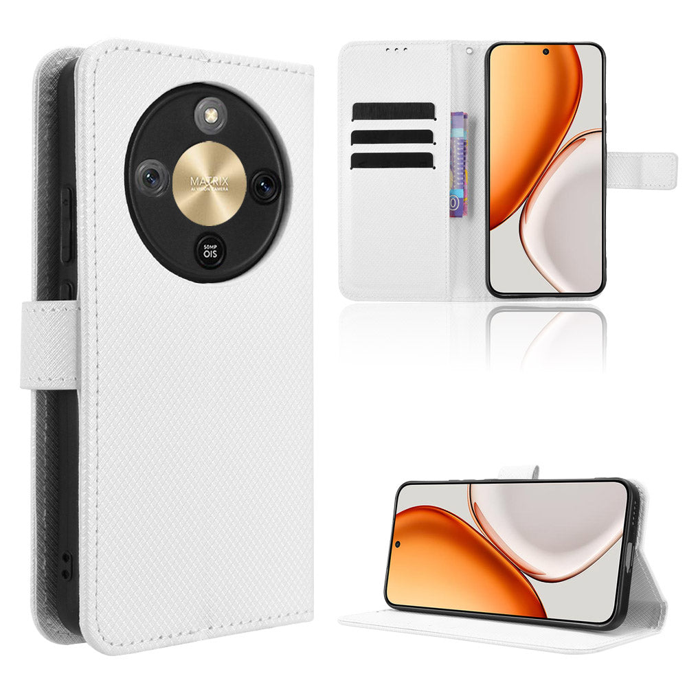 For Honor Magic8 Lite 5G / X9d 5G / X70 5G Leather Wallet Case with Strap Diamond Texture Phone Cover