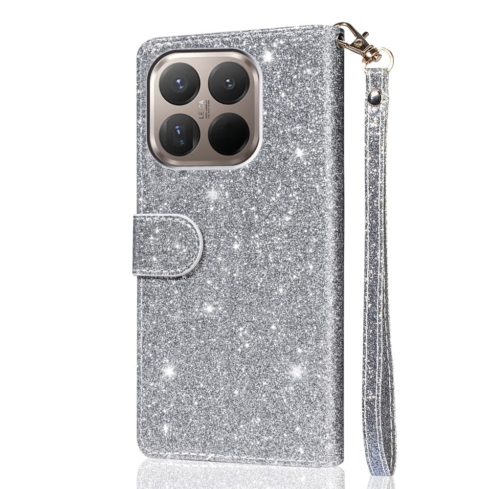 For Xiaomi 15T Stand Case Glitter Phone Leather Cover Zipper Pocket