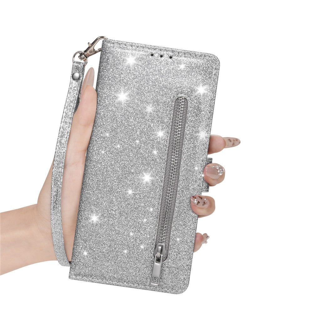 For Xiaomi 15T Stand Case Glitter Phone Leather Cover Zipper Pocket