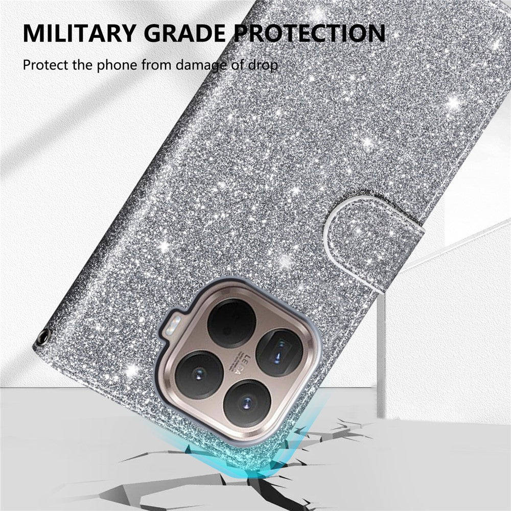 For Xiaomi 15T Stand Case Glitter Phone Leather Cover Zipper Pocket