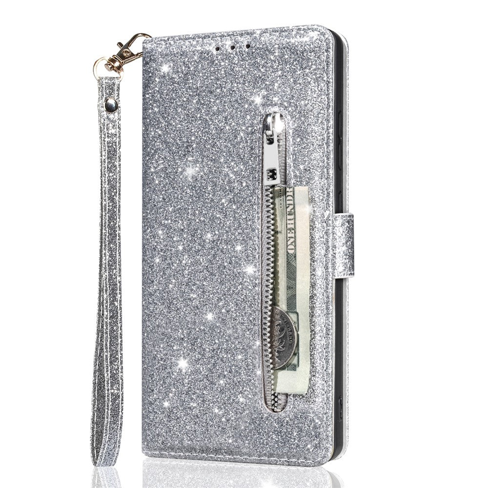 For Xiaomi 15T Stand Case Glitter Phone Leather Cover Zipper Pocket