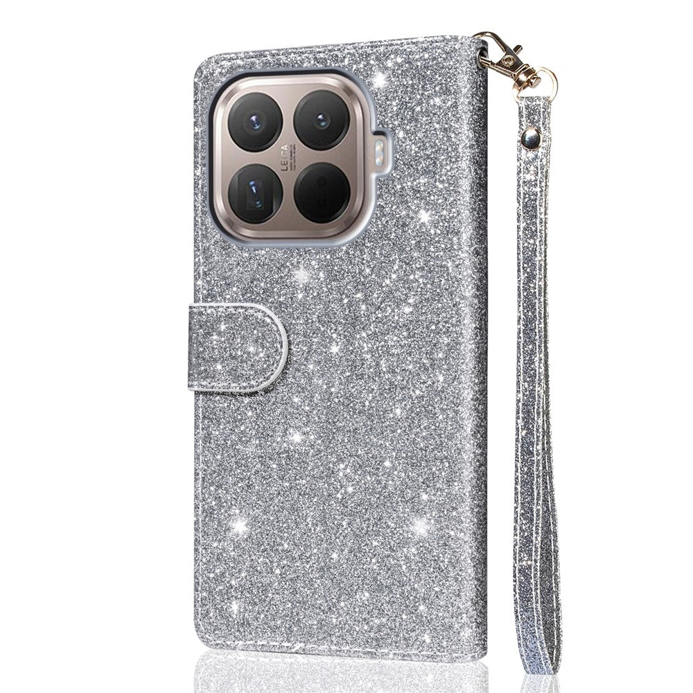 For Xiaomi 15T Pro Stand Case Glitter Phone Leather Cover Zipper Pocket