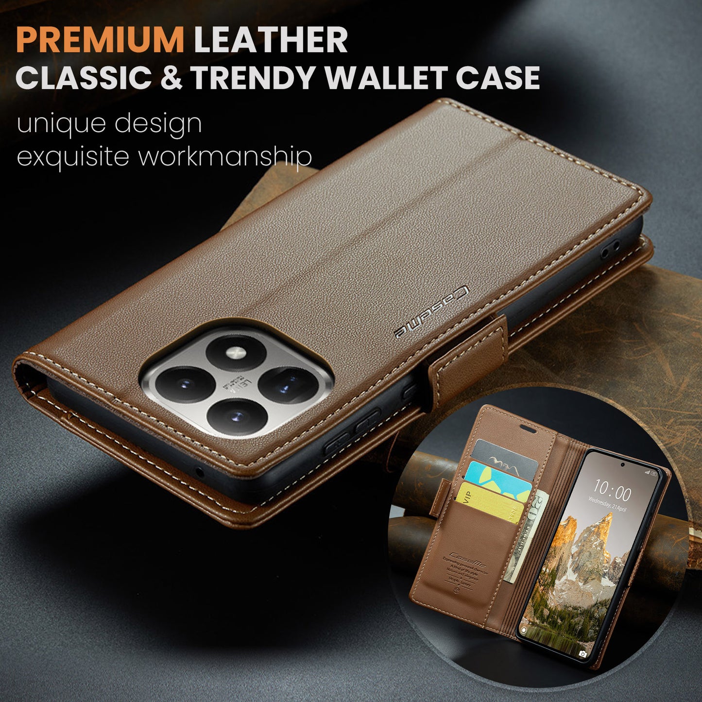 CASEME For Xiaomi 15T Case  023 Series RFID Blocking Glossy Stand Phone Cover