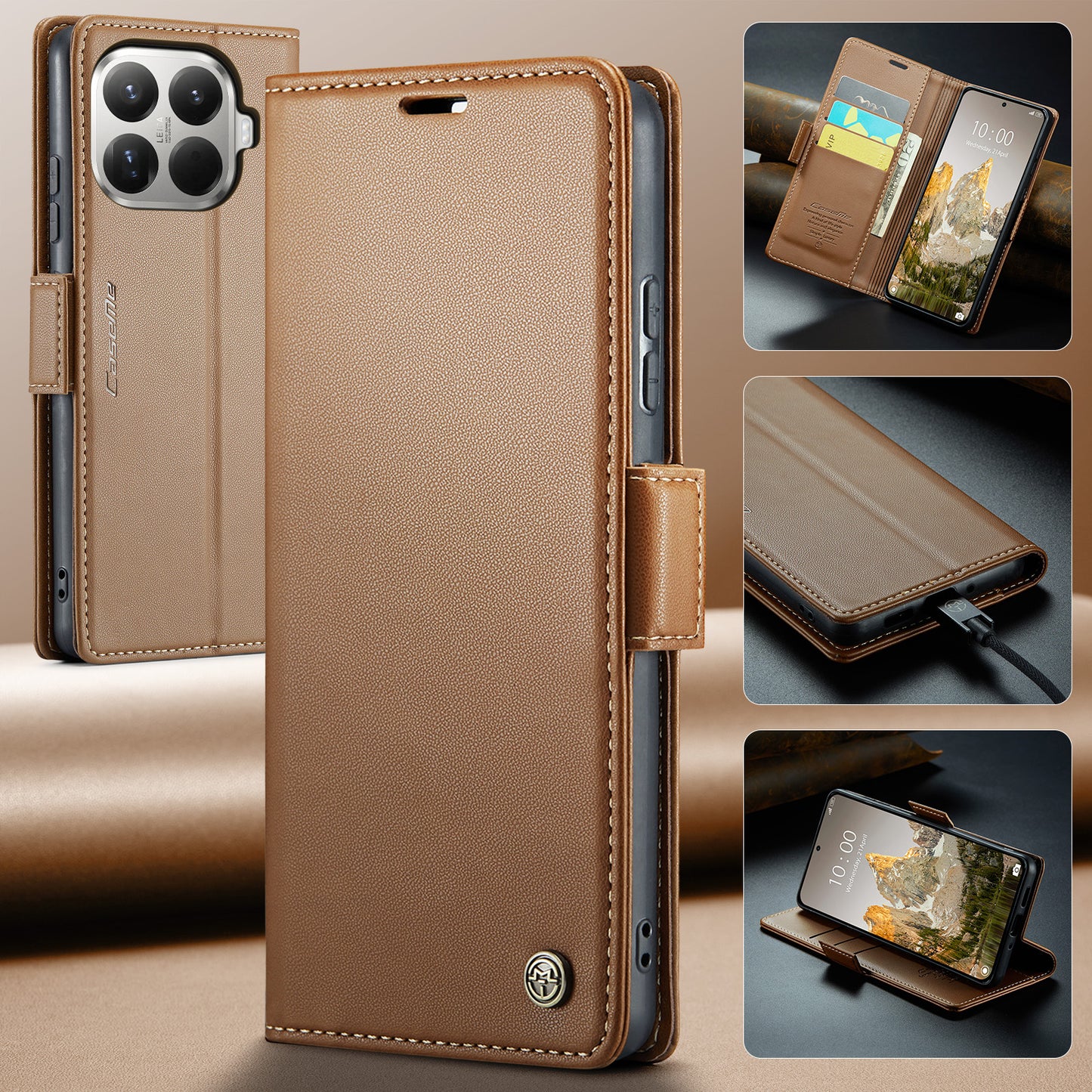CASEME For Xiaomi 15T Pro Case  023 Series RFID Blocking Glossy Stand Phone Cover