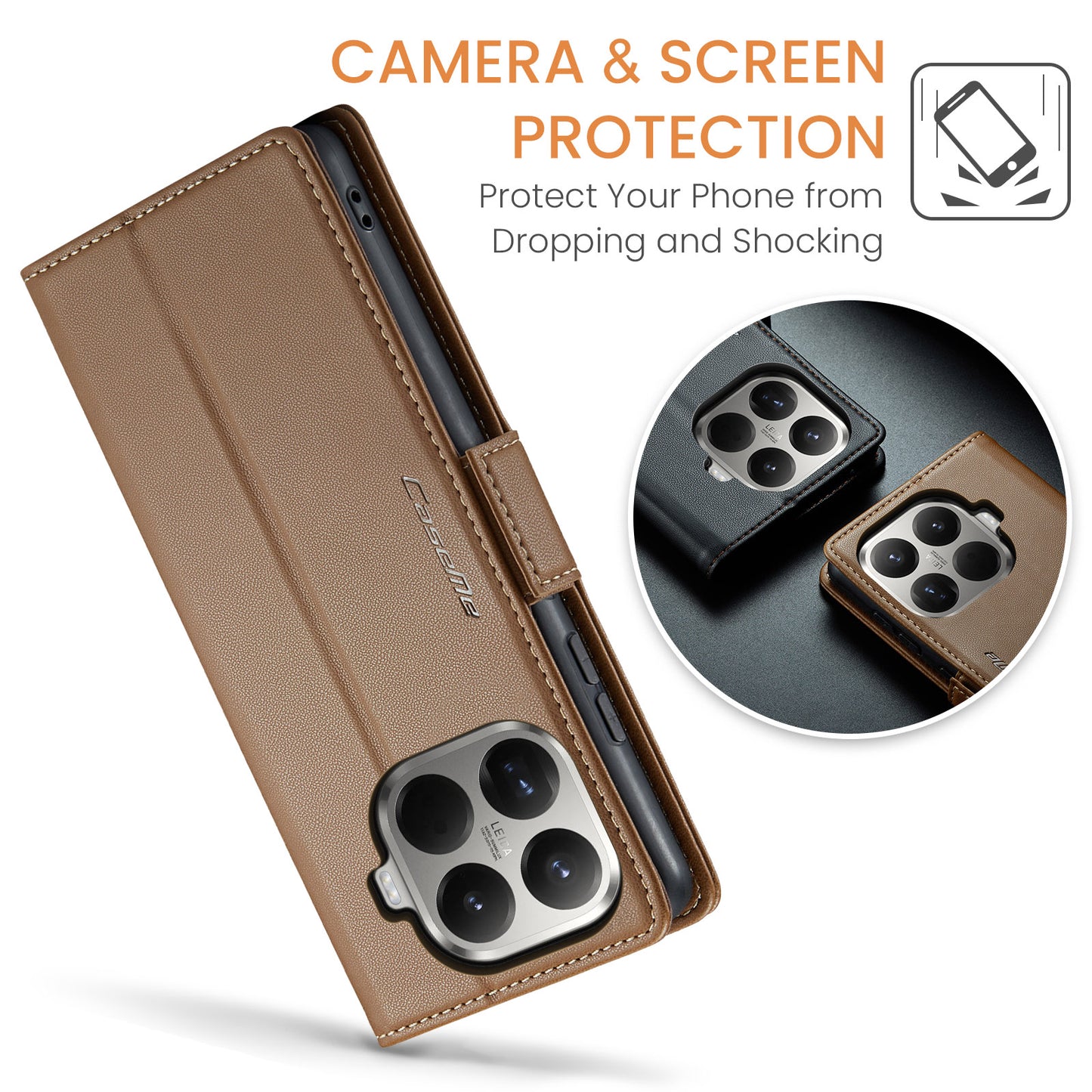 CASEME For Xiaomi 15T Pro Case  023 Series RFID Blocking Glossy Stand Phone Cover