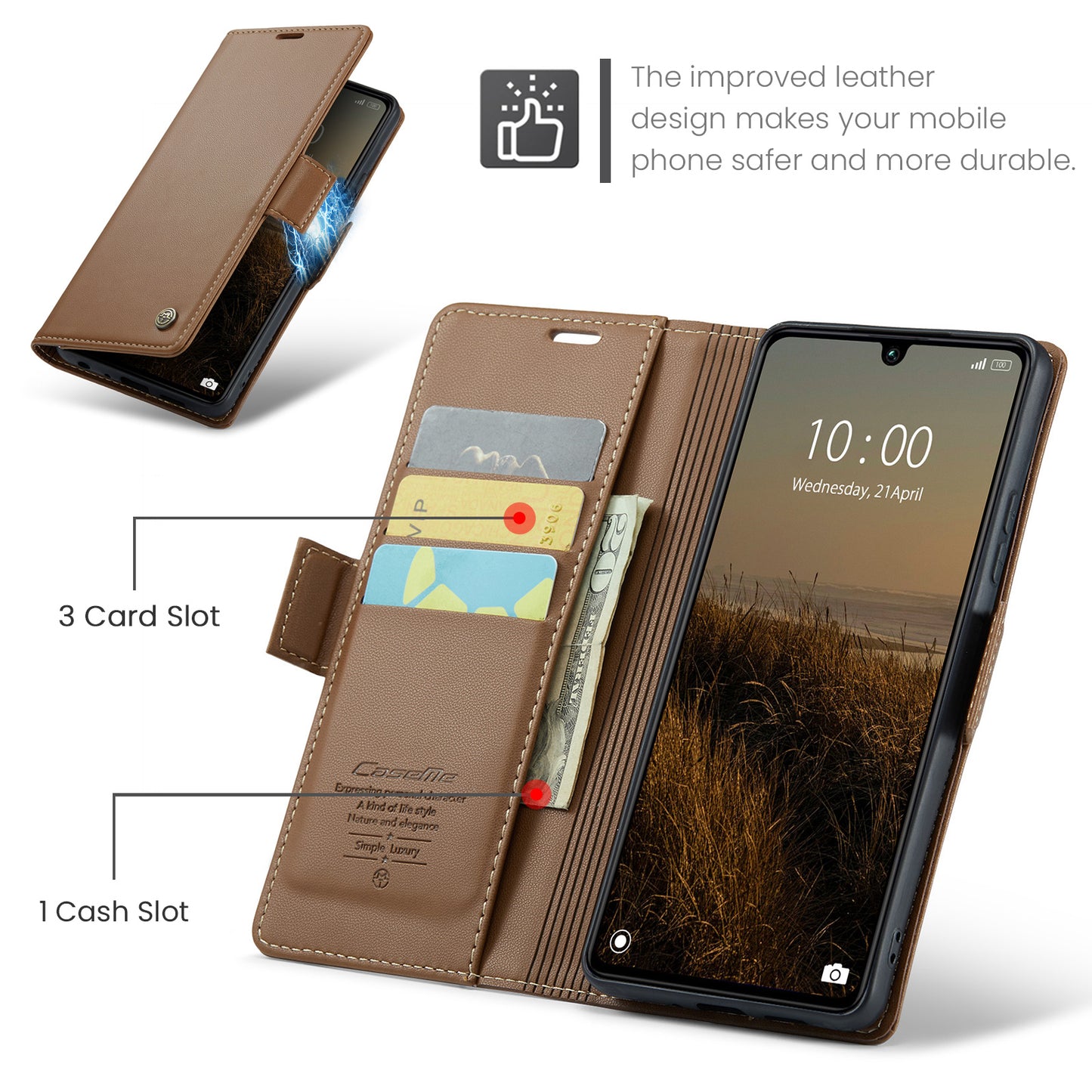 CASEME For Xiaomi Redmi 15C 5G (EU) (173mm) / Xiaomi Redmi 15C 4G (EU) (173mm) Case  023 Series RFID Blocking Glossy Stand Phone Cover