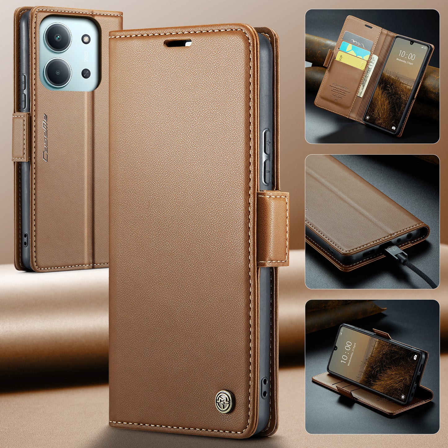 CASEME For Xiaomi Redmi 15C 5G (EU) (173mm) / Xiaomi Redmi 15C 4G (EU) (173mm) Case  023 Series RFID Blocking Glossy Stand Phone Cover