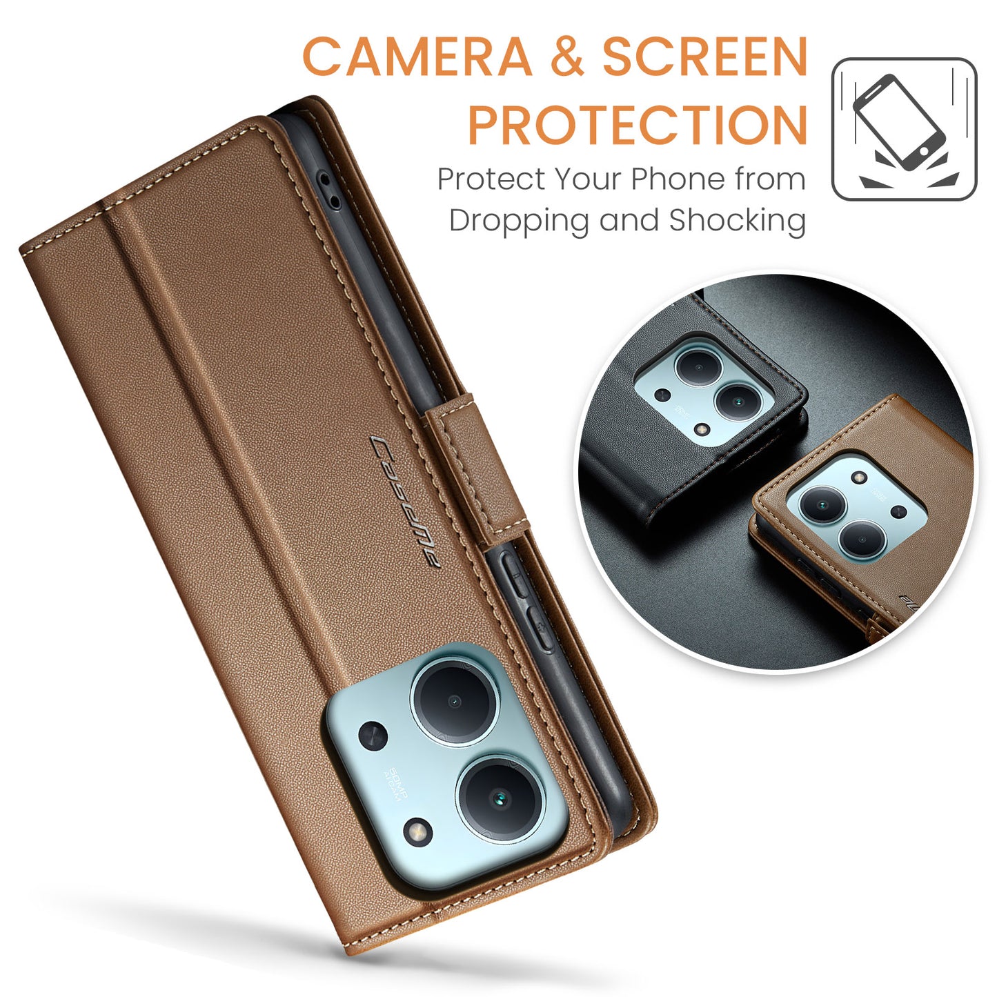 CASEME For Xiaomi Redmi 15C 5G (EU) (173mm) / Xiaomi Redmi 15C 4G (EU) (173mm) Case  023 Series RFID Blocking Glossy Stand Phone Cover