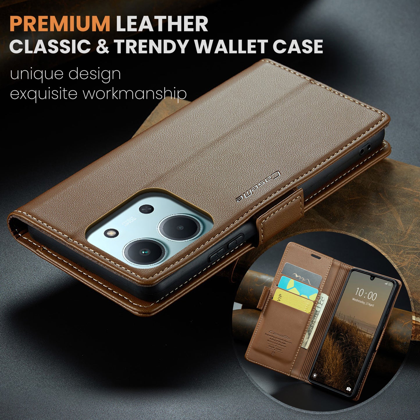 CASEME For Xiaomi Redmi 15C 5G (EU) (173mm) / Xiaomi Redmi 15C 4G (EU) (173mm) Case  023 Series RFID Blocking Glossy Stand Phone Cover