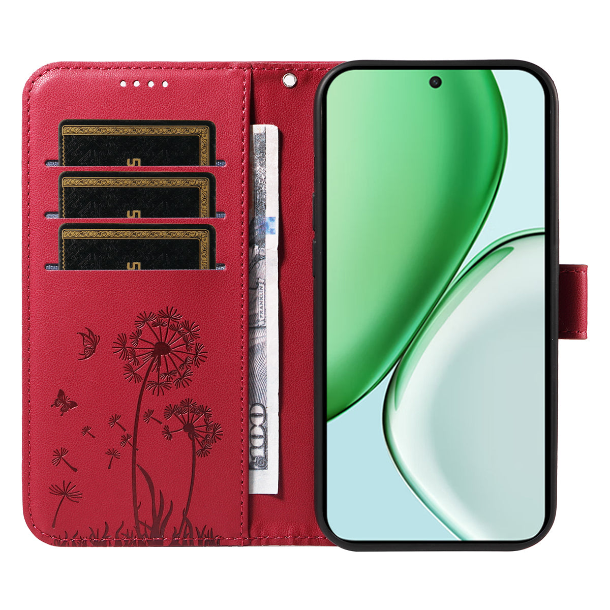 For Honor Magic8 Lite 5G / X9d 5G / X70 5G Leather Wallet Case with Strap Dandelion Imprint Phone Stand Cover