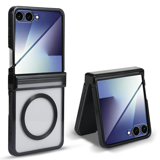 Galaxy Z Flip7 5G – Magnetische Handyhülle aus Kunststoff und gehärtetem Glas, mit Displayschutz