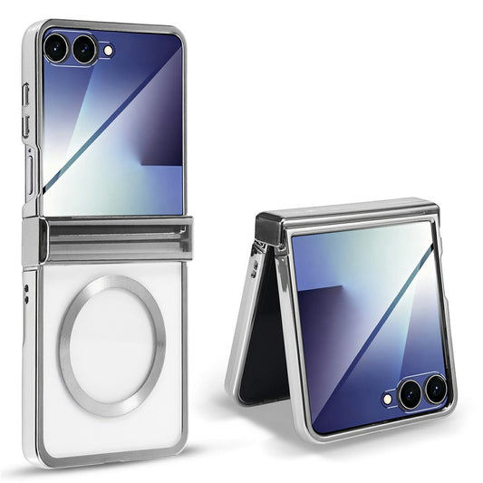 Galaxy Z Flip7 5G – Magnetische Handyhülle aus Kunststoff und gehärtetem Glas, mit Displayschutz