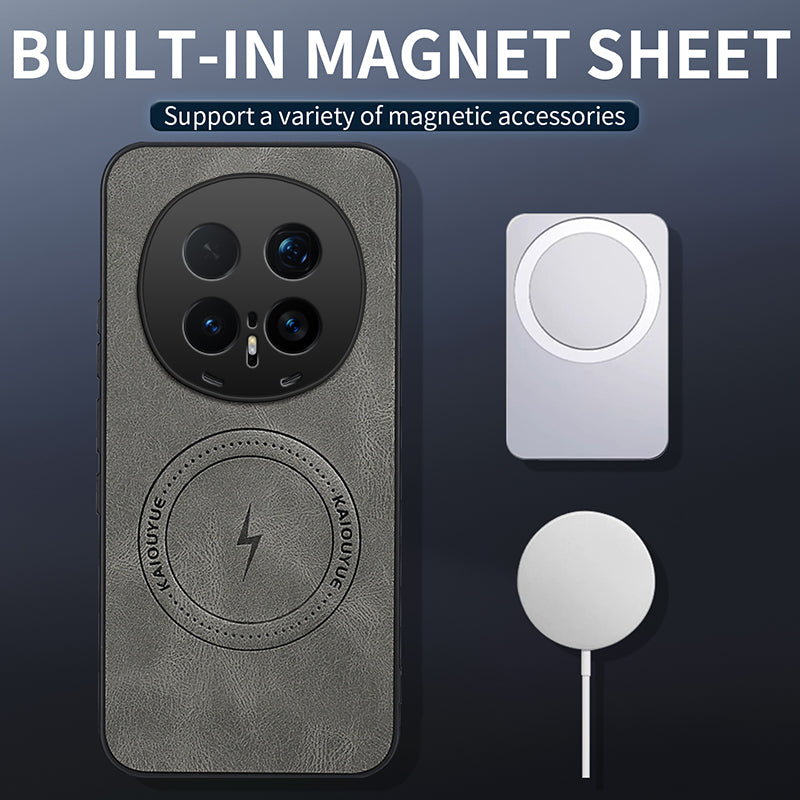 WANLONFENG For Honor Magic8 Pro 5G Magnetic Case  SD1 Series Nappa Texture PC TPU Phone Cover