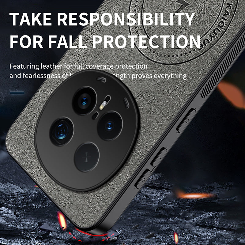 WANLONFENG For Honor Magic8 Pro 5G Magnetic Case  SD1 Series Nappa Texture PC TPU Phone Cover