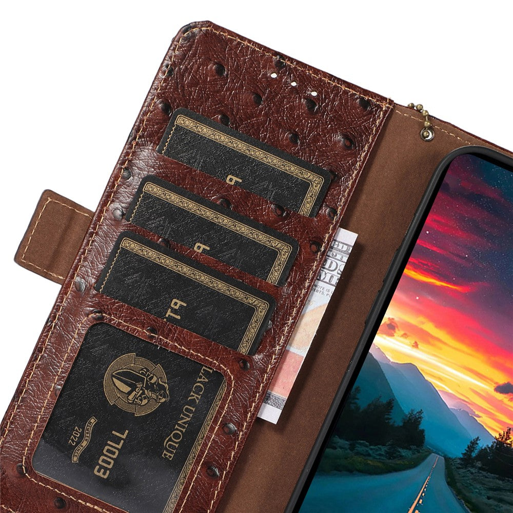 For Xiaomi Poco M8 5G / Redmi Note 15 5G (Global) Case RFID Blocking Genuine Cow Leather Phone Case Ostrich Texture
