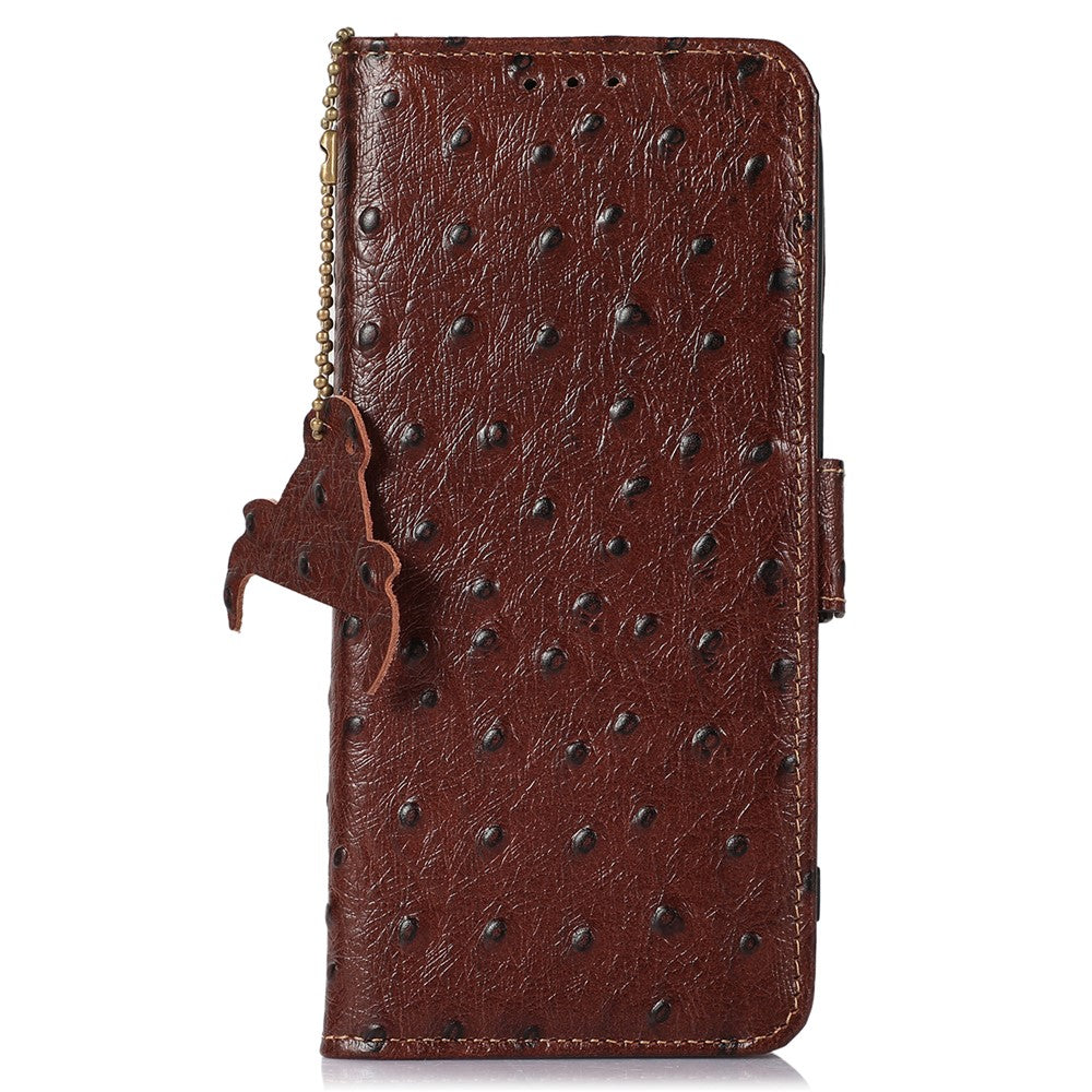 For Xiaomi Redmi Note 15 Pro 5G (Global) Case RFID Blocking Genuine Cow Leather Phone Case Ostrich Texture