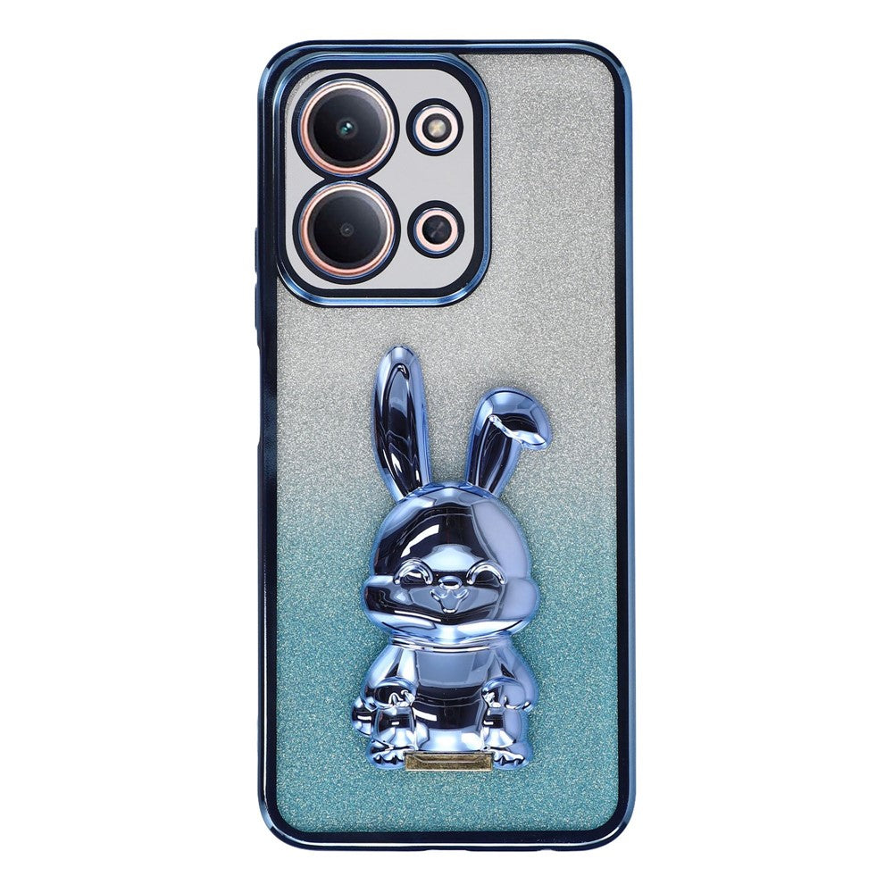 Phone Case For Xiaomi Redmi 15C 4G (EU) (173mm) / 15C 5G (EU) (173mm) / Poco C85 4G (173mm) , Electroplating Glitter Rabbit PC + TPU Cover with Kickstand