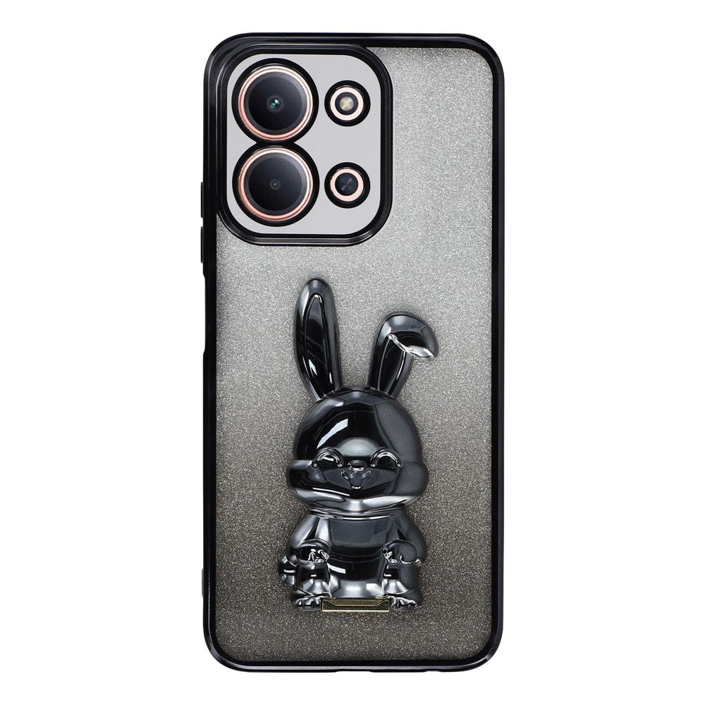 Phone Case For Xiaomi Redmi 15C 4G (EU) (173mm) / 15C 5G (EU) (173mm) / Poco C85 4G (173mm) , Electroplating Glitter Rabbit PC + TPU Cover with Kickstand