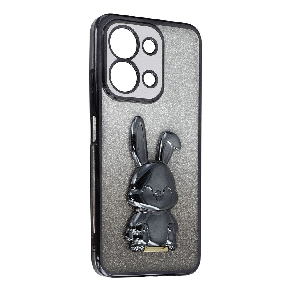 Phone Case For Xiaomi Redmi 15C 4G (EU) (173mm) / 15C 5G (EU) (173mm) / Poco C85 4G (173mm) , Electroplating Glitter Rabbit PC + TPU Cover with Kickstand
