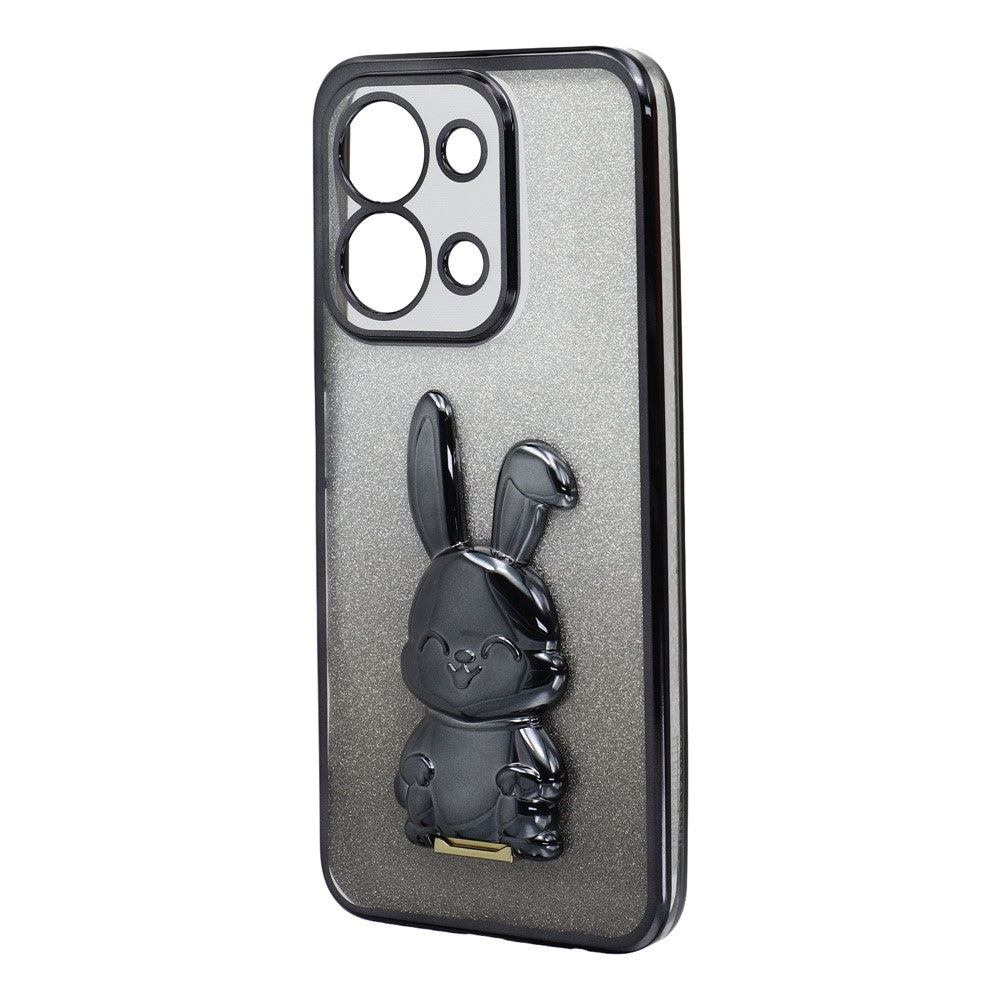 Phone Case For Xiaomi Redmi 15C 4G (EU) (173mm) / 15C 5G (EU) (173mm) / Poco C85 4G (173mm) , Electroplating Glitter Rabbit PC + TPU Cover with Kickstand
