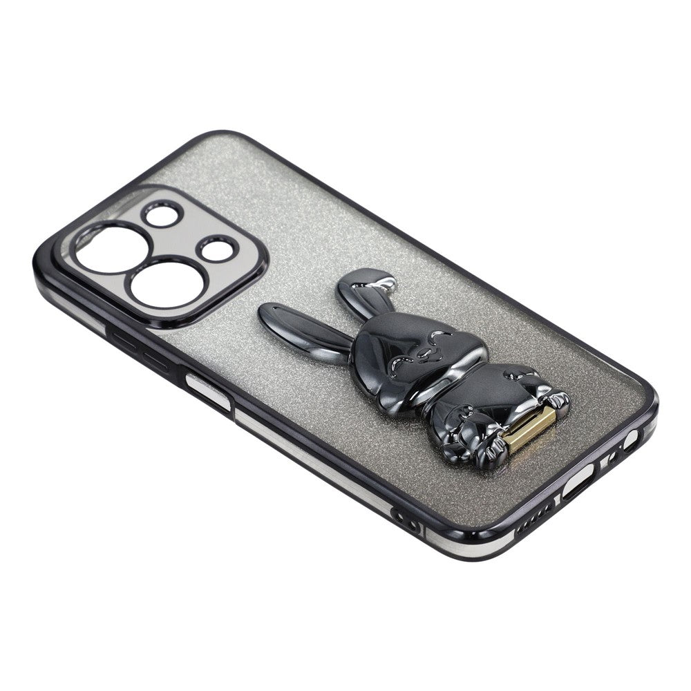 Phone Case For Xiaomi Redmi 15C 4G (EU) (173mm) / 15C 5G (EU) (173mm) / Poco C85 4G (173mm) , Electroplating Glitter Rabbit PC + TPU Cover with Kickstand