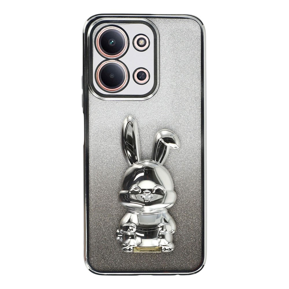 Phone Case For Xiaomi Redmi 15C 4G (EU) (173mm) / 15C 5G (EU) (173mm) / Poco C85 4G (173mm) , Electroplating Glitter Rabbit PC + TPU Cover with Kickstand