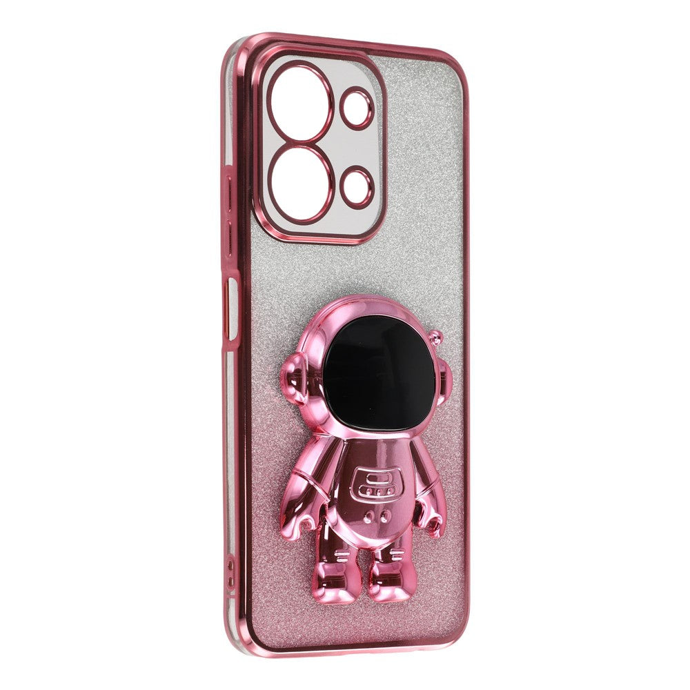Phone Case For Xiaomi Redmi 15C 4G (EU) (173mm) / 15C 5G (EU) (173mm) / Poco C85 4G (173mm) PC + TPU Cover with Astronaut Kickstand Shiny Glitter