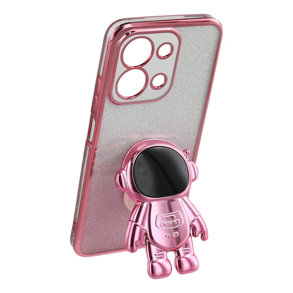 Phone Case For Xiaomi Redmi 15C 4G (EU) (173mm) / 15C 5G (EU) (173mm) / Poco C85 4G (173mm) PC + TPU Cover with Astronaut Kickstand Shiny Glitter