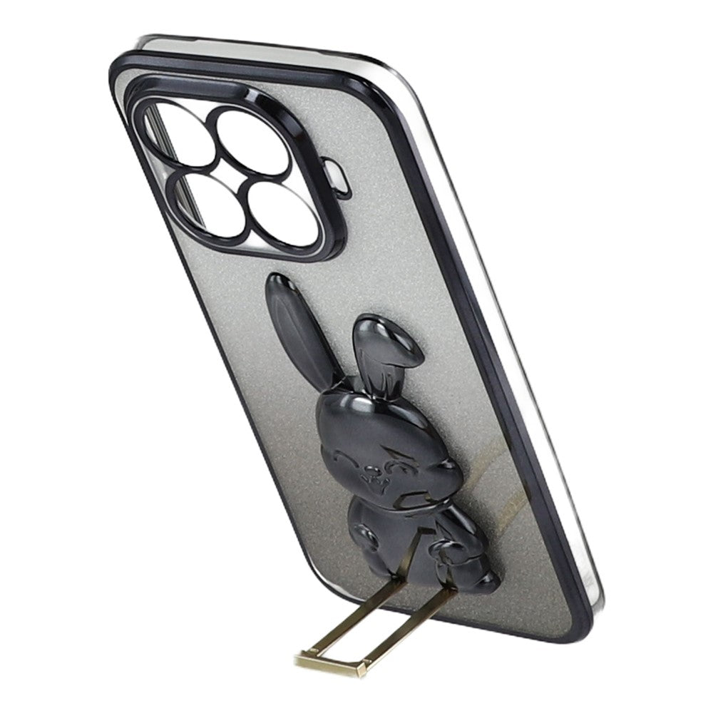 For Xiaomi 15T Pro Case Electroplating Glitter Rabbit PC + TPU Phone Cover with Kickstand