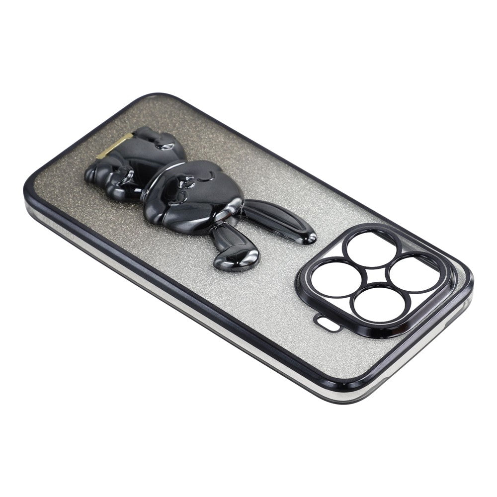 For Xiaomi 15T Pro Case Electroplating Glitter Rabbit PC + TPU Phone Cover with Kickstand
