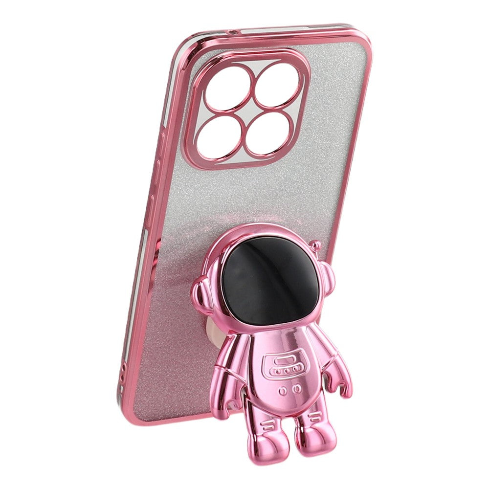For Xiaomi 15T Case with Astronaut Kickstand PC + TPU Phone Cover Shiny Glitter